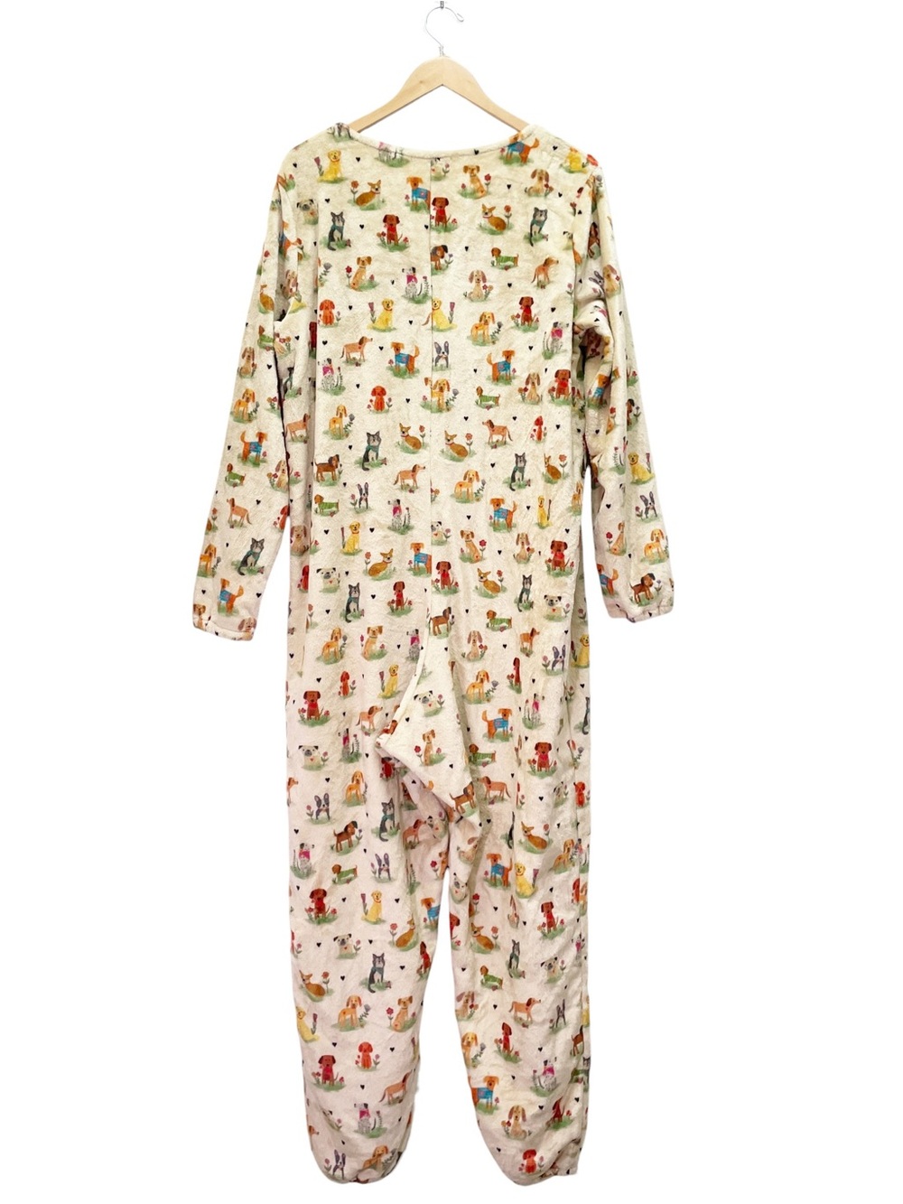 Natural Life Dog Park One Piece Pajamas Large Plush Fleece Dog Print Jumpsuit - Picture 3 of 15